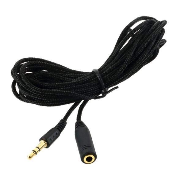 Female to Male Audio Extension Cable Cord Black