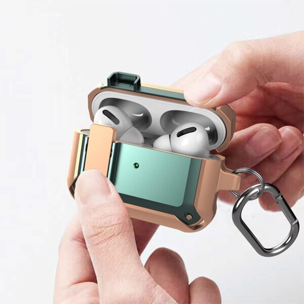 Airpods Pro Case Cover With Button Lock & Metal Keychain Eggshell Design Protective Case Cover For Apple Airpods Pro